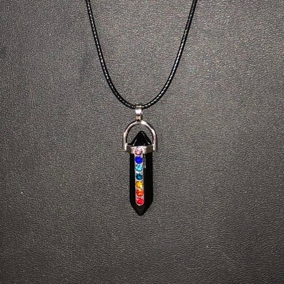 UNBRANDED Natural ONYX and CRYSTAL Rhinestone
Pendant STATEMENT Necklace - Picture 3 of 9